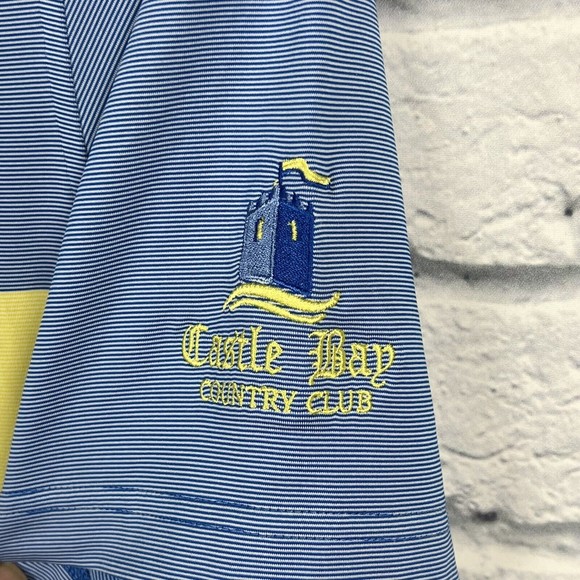 FootJoy FJ Men Blue Striped Performance Golf Club Logo Pullover Polo Shirt Large - Picture 5 of 9